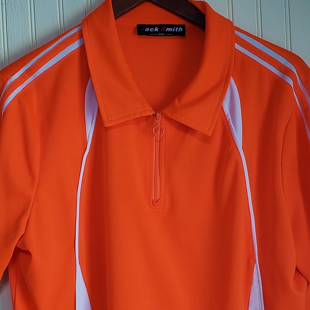 Jack Smith Polo Shirt Mens 2XL Orange Colorblock 1/4 Zip Performance Top